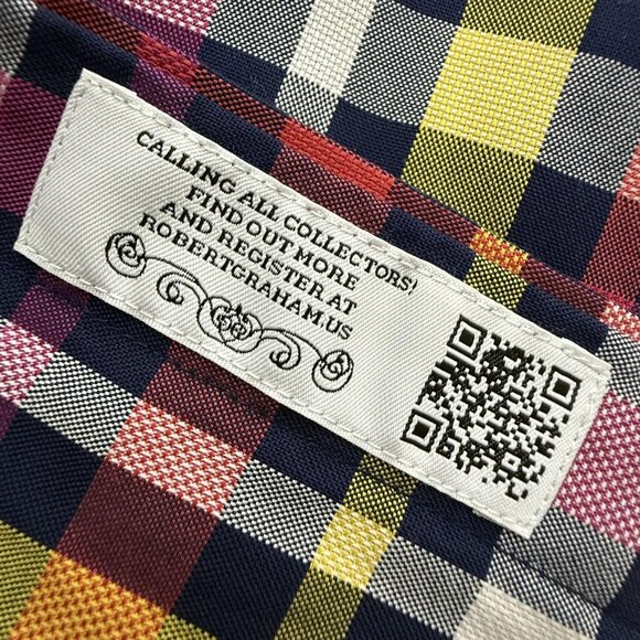 Robert Graham Shirt Mens 3XL Plaid Button Up Short Sleeve Contrast Cuff Cotton - Picture 9 of 13